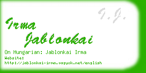 irma jablonkai business card